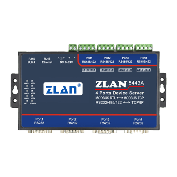 4 Ports Modbus Gateway Serial Device Server, Multiple ports Modbus